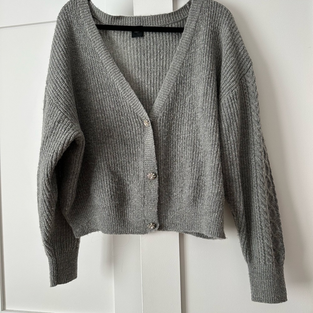 Pinko Gray Silver Cardigan Sweater